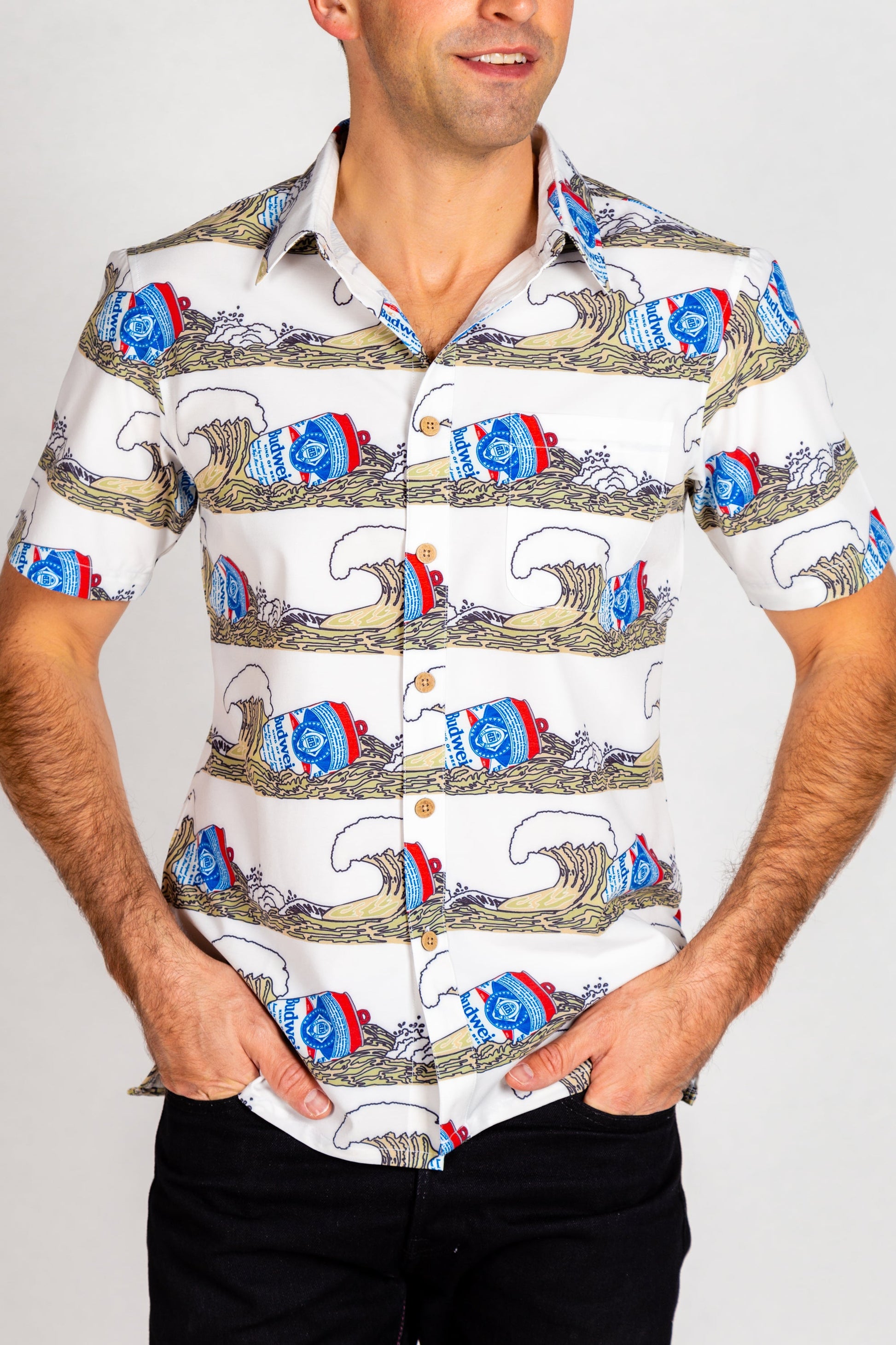  The Shaka Brew | Budweiser Surfer Hawaiian Shirt