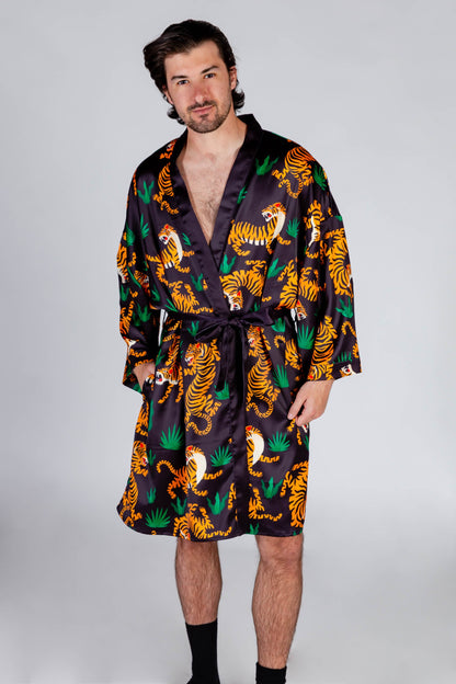  The Tamer | Tiger Print Satin Kimono