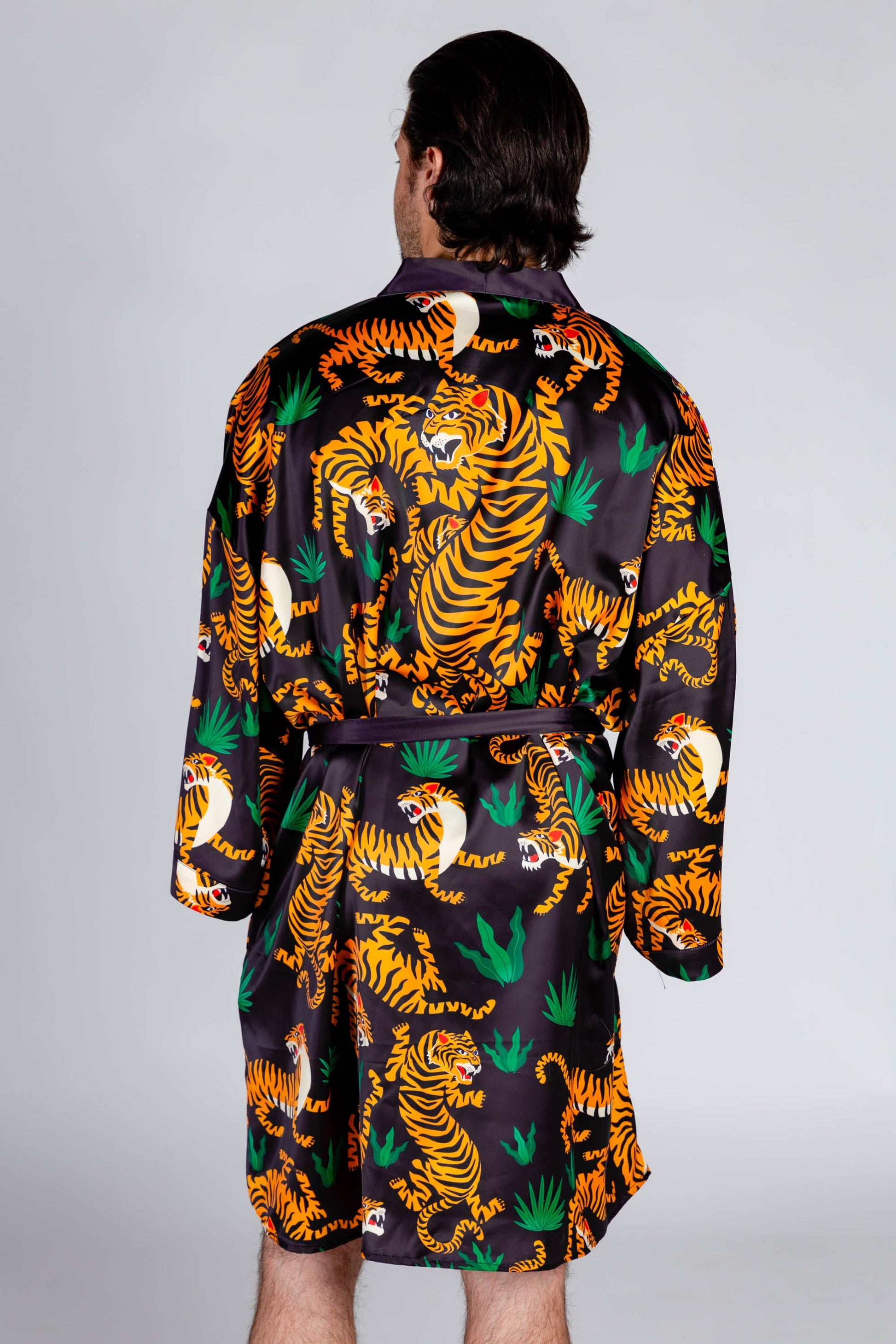  The Tamer | Tiger Print Satin Kimono
