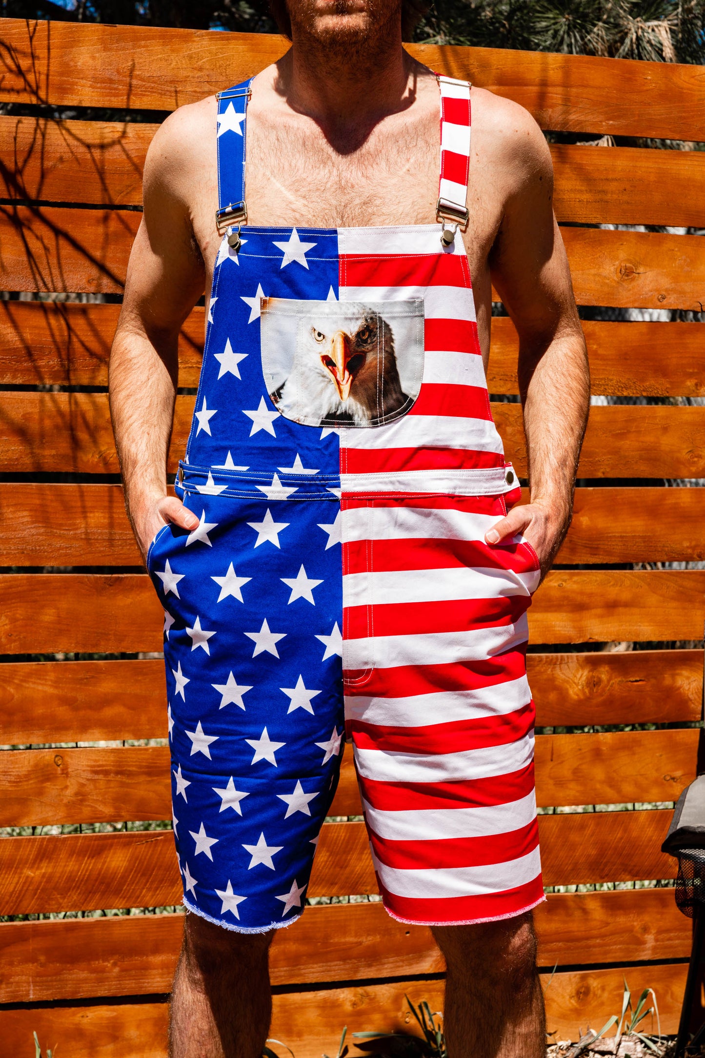  The Screamin' Eagles | American Flag Short Overalls