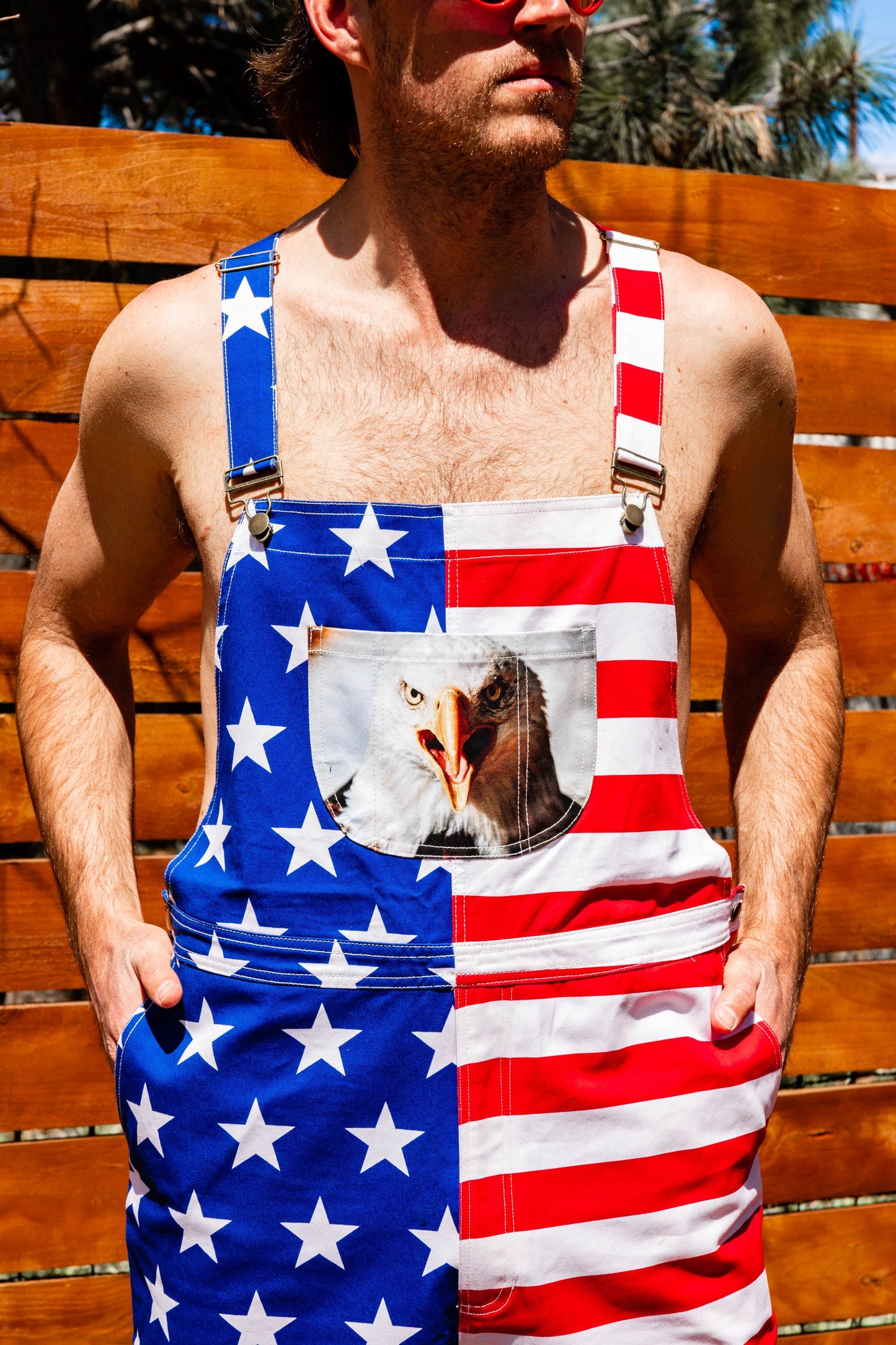  The Screamin' Eagles | American Flag Short Overalls