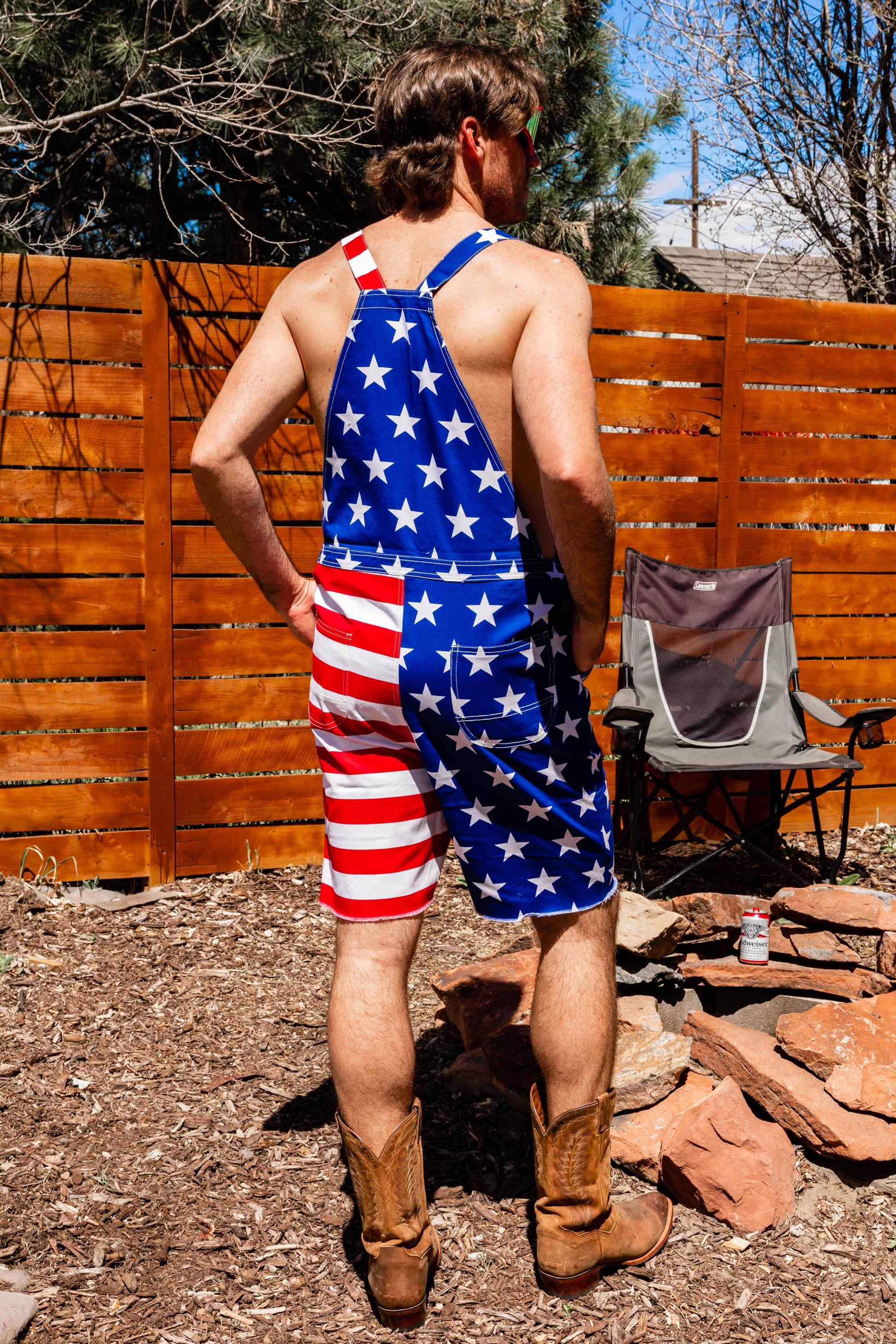  The Screamin' Eagles | American Flag Short Overalls