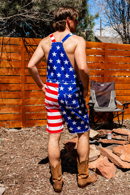  The Screamin' Eagles | American Flag Short Overalls