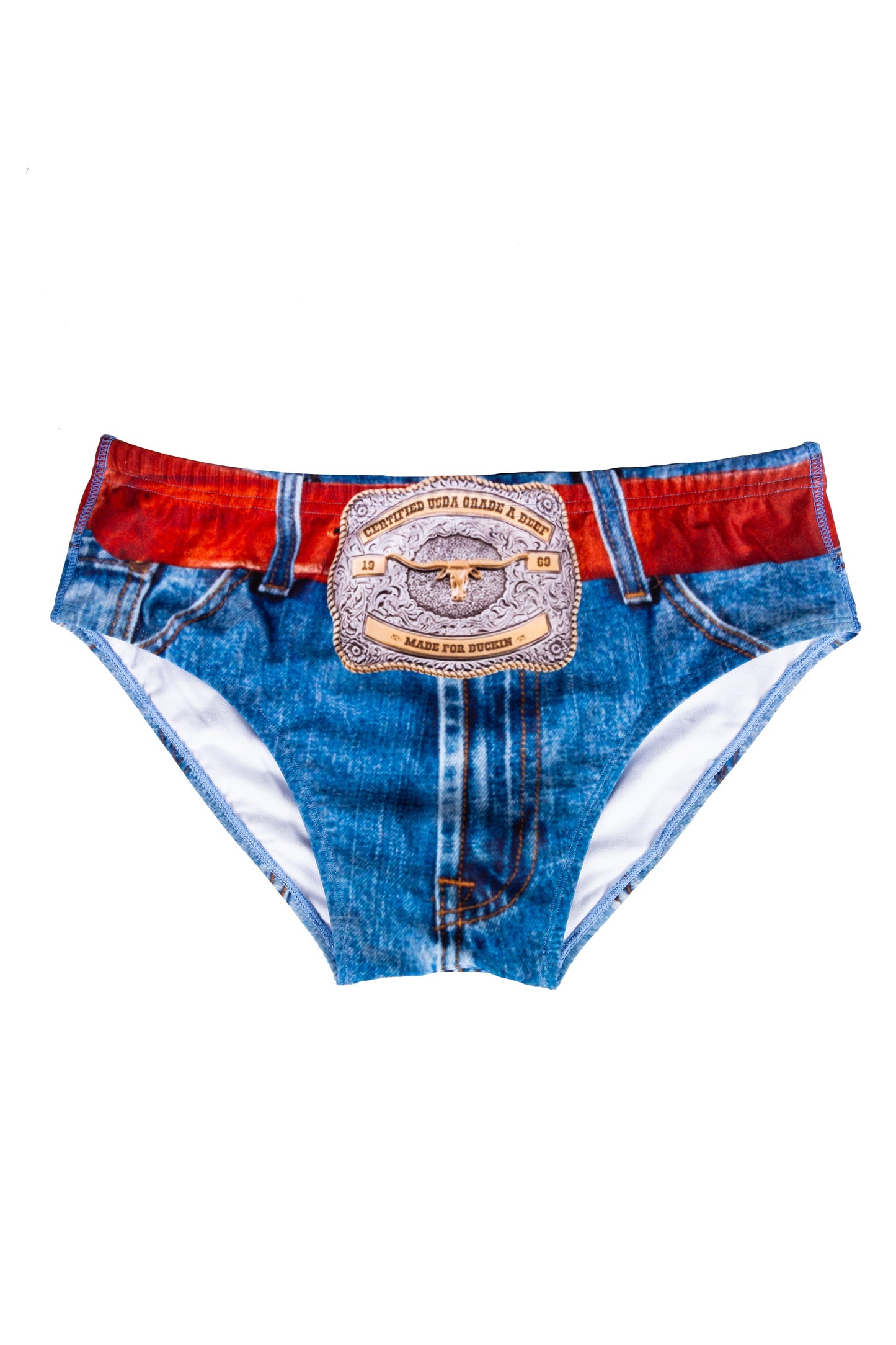  The Ranch Hand | Western Denim Printed Swim Brief