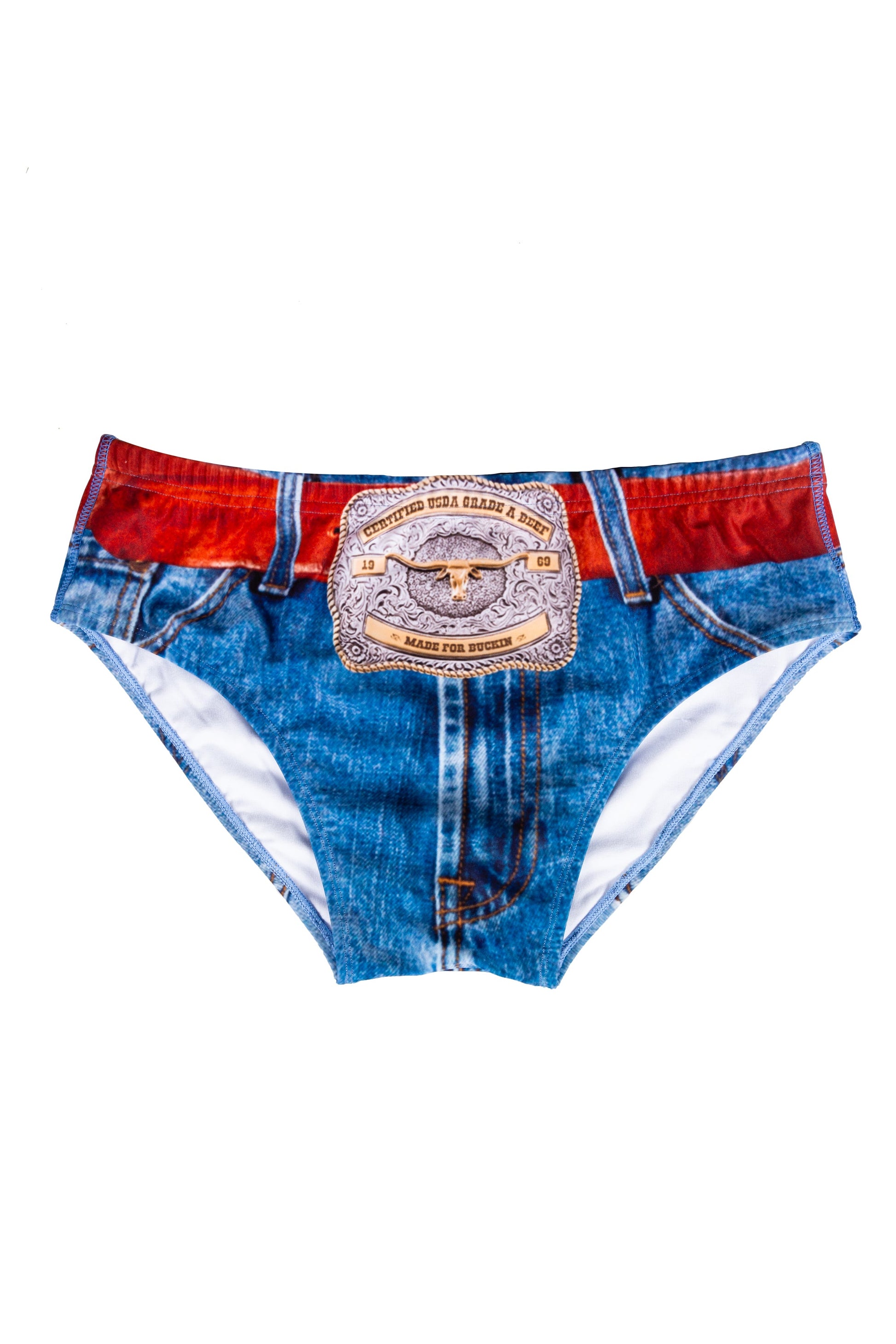  The Ranch Hand | Western Denim Printed Swim Brief