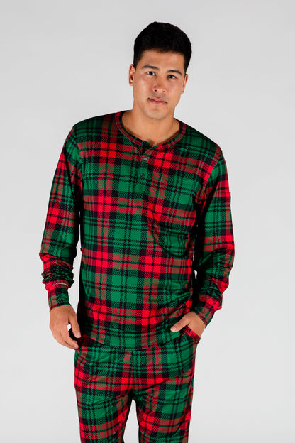  The Lincoln Log Love Daddy | Men's Red Plaid Christmas Pajama Top