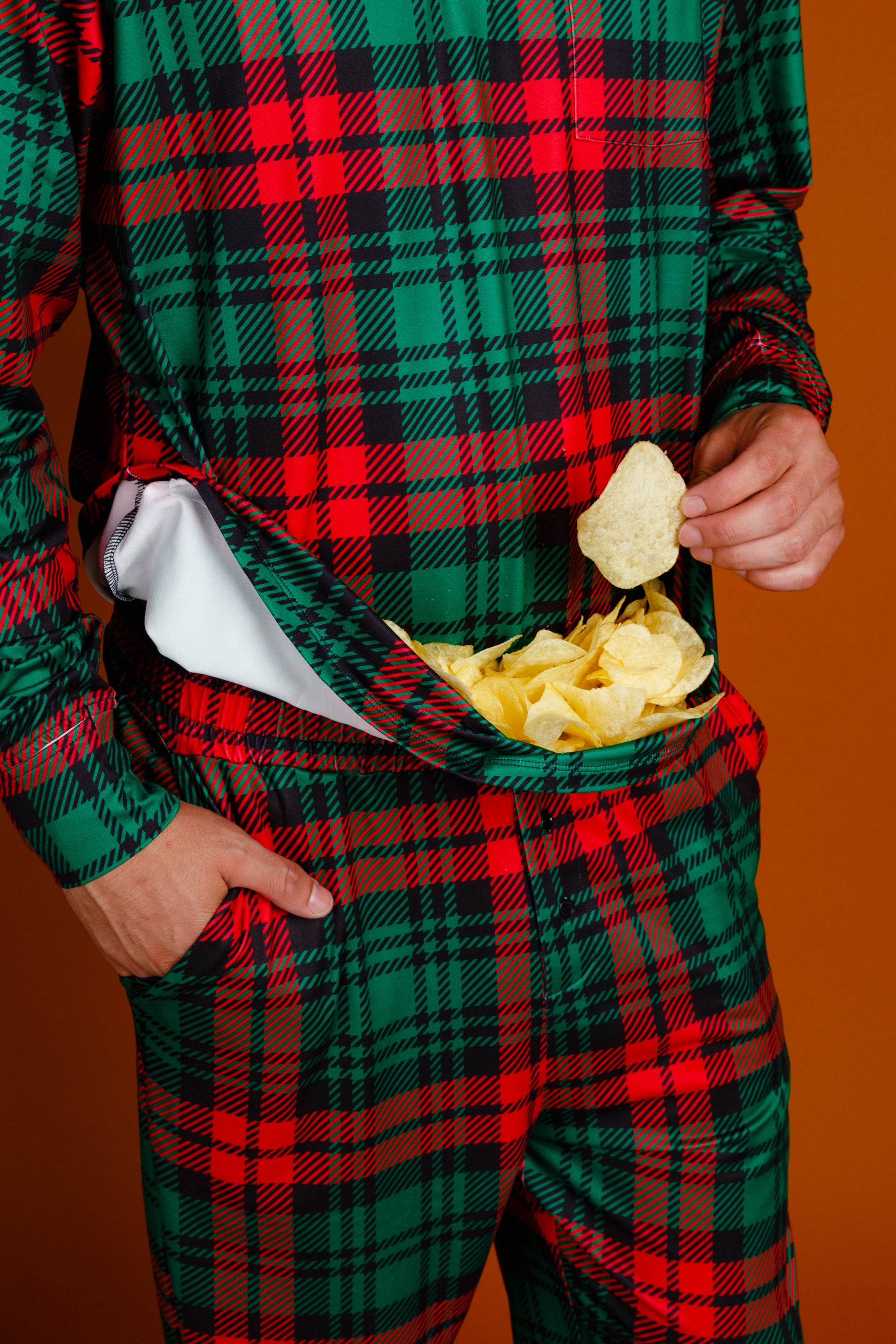  The Lincoln Log Love Daddy | Men's Red Plaid Christmas Pajama Top