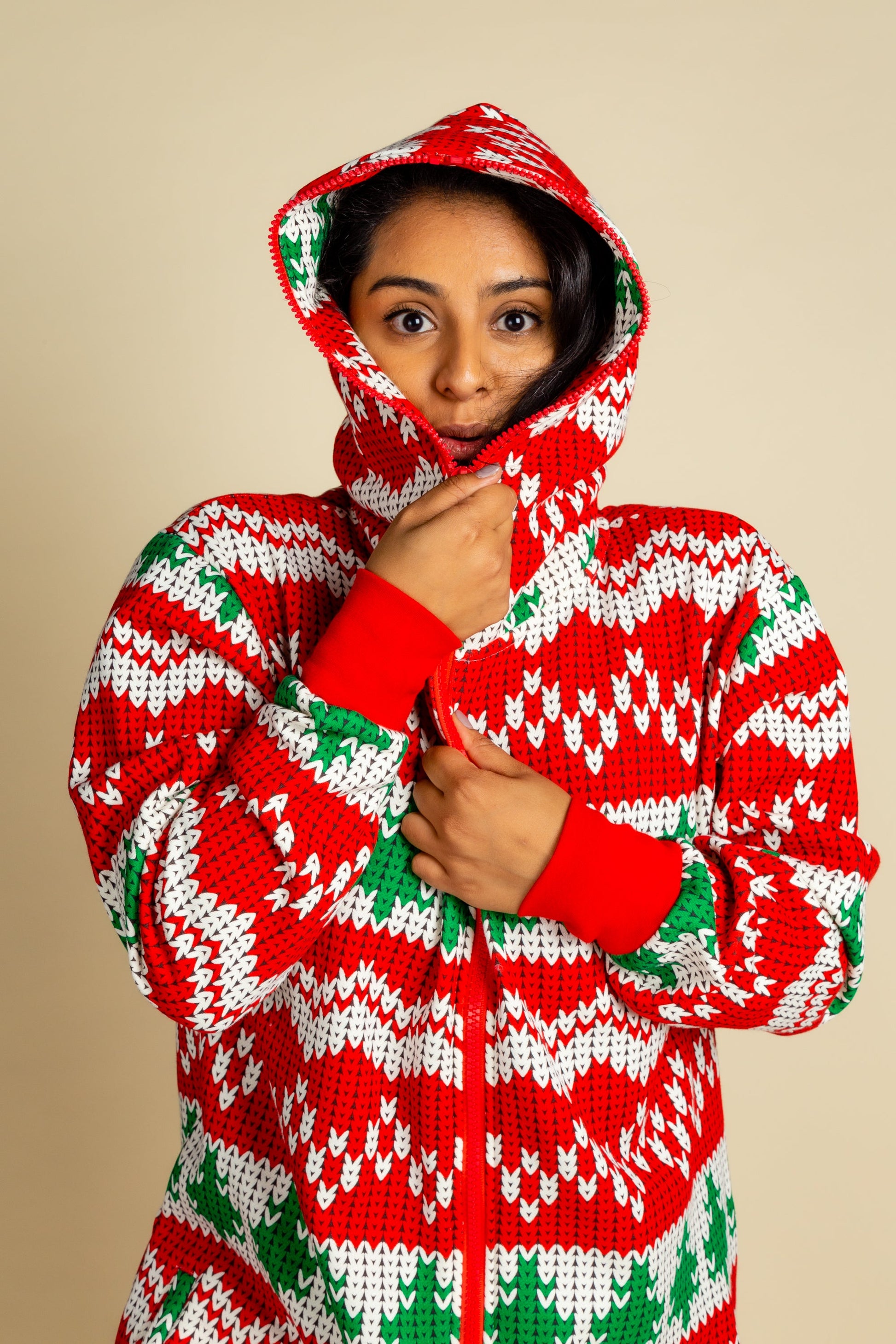  The Red Ryder | Ladies Unisex Knit Print Christmas Onesie