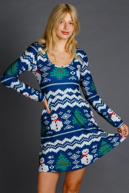  The Eggnog Aficionado | Snowman Print Christmas Skater Dress