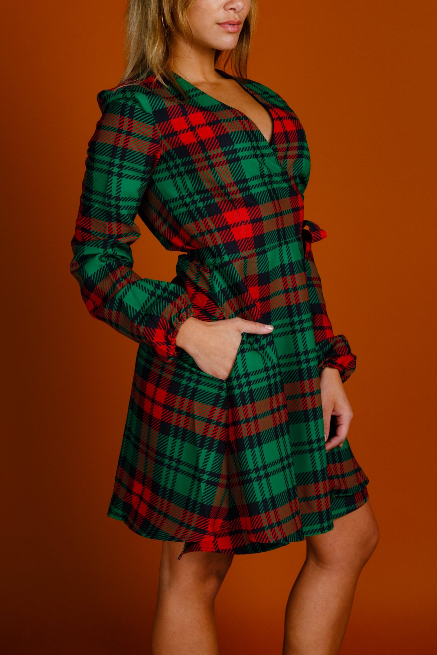  The Lincoln Log Love Lady | Plaid Christmas Wrap Dress