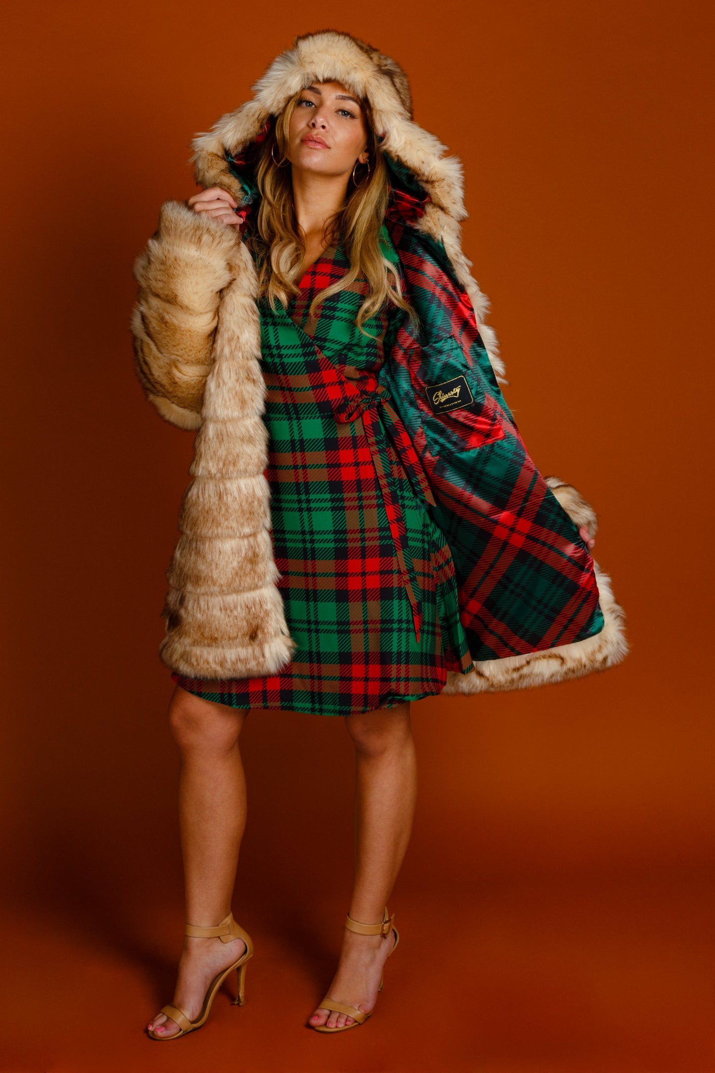  The Lincoln Log Love Lady | Plaid Christmas Wrap Dress