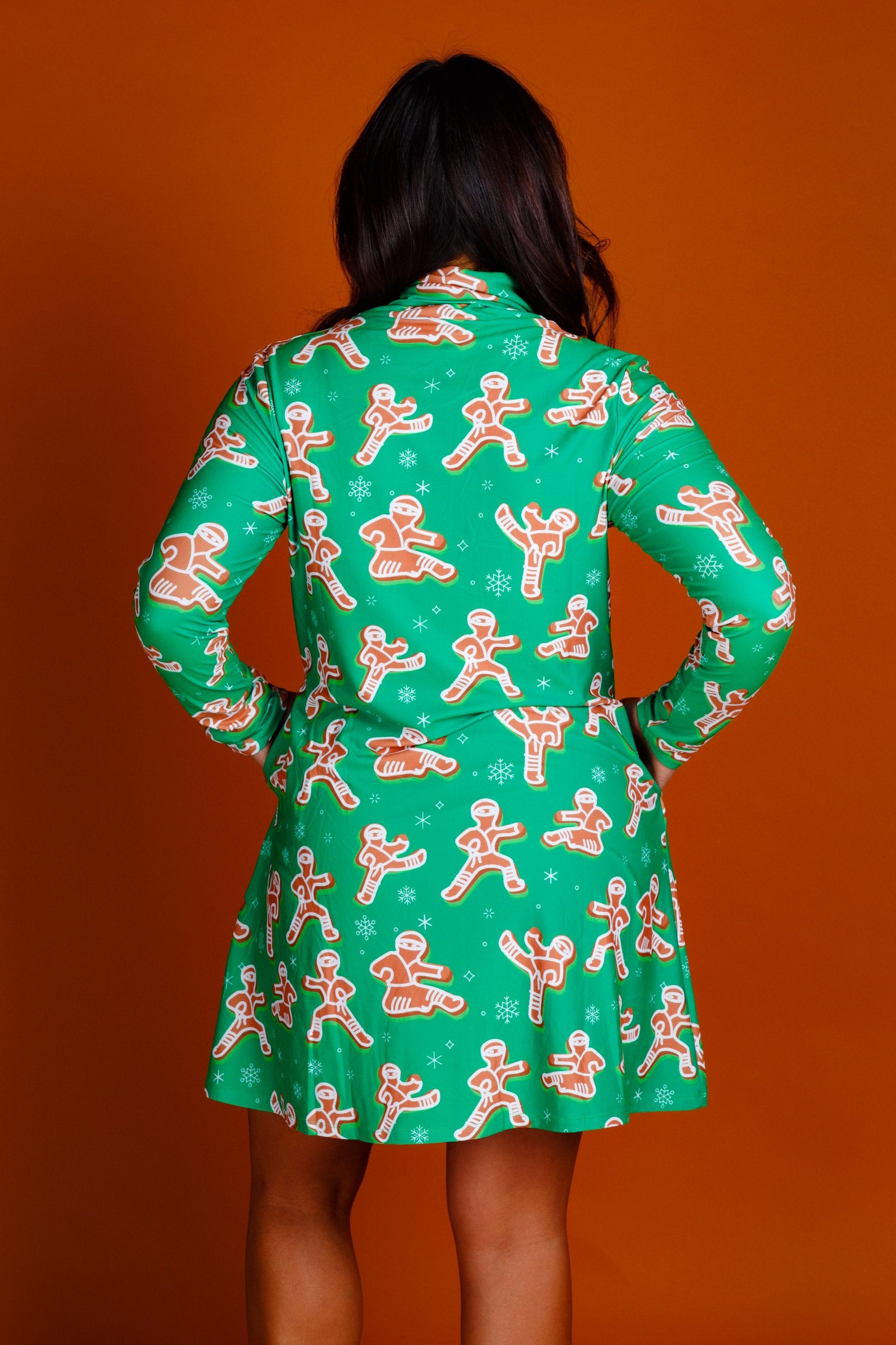  The Ninja Bread | Green Gingerbread Man Turtleneck Dress