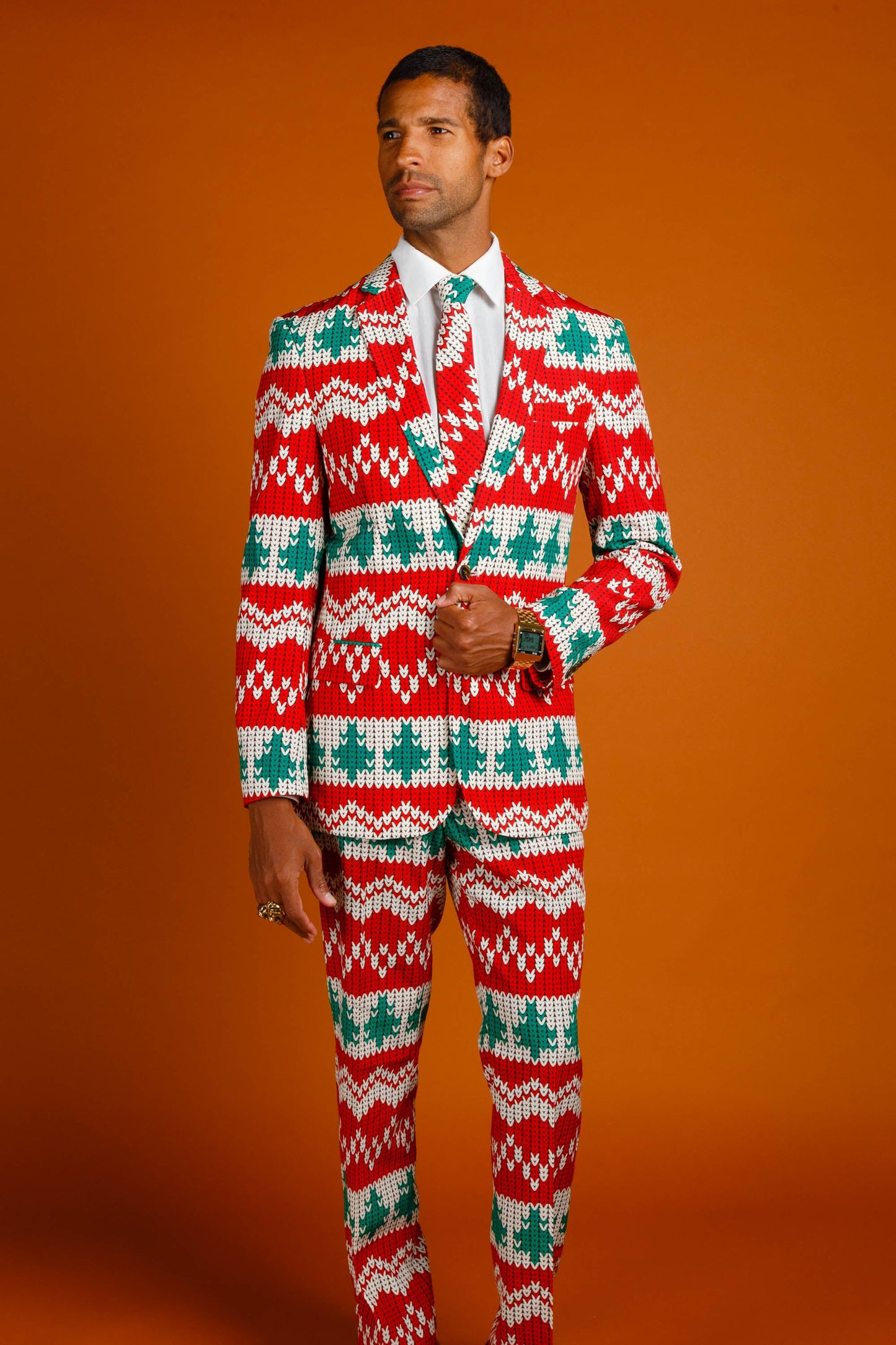  The Red Ryder | Knit Print Christmas Suit