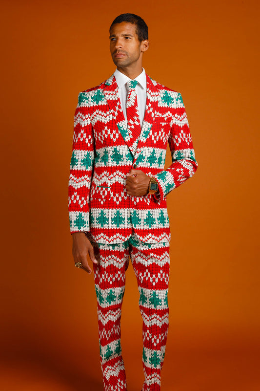  The Red Ryder | Knit Print Christmas Suit