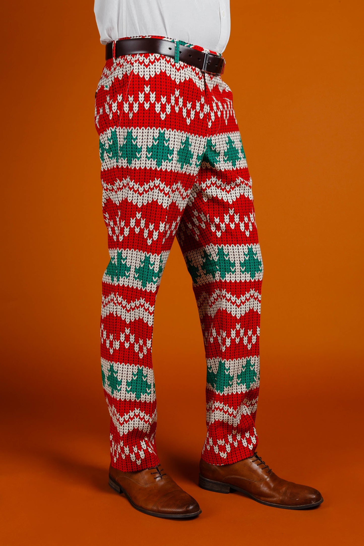  The Red Ryder | Knit Print Christmas Suit Pants