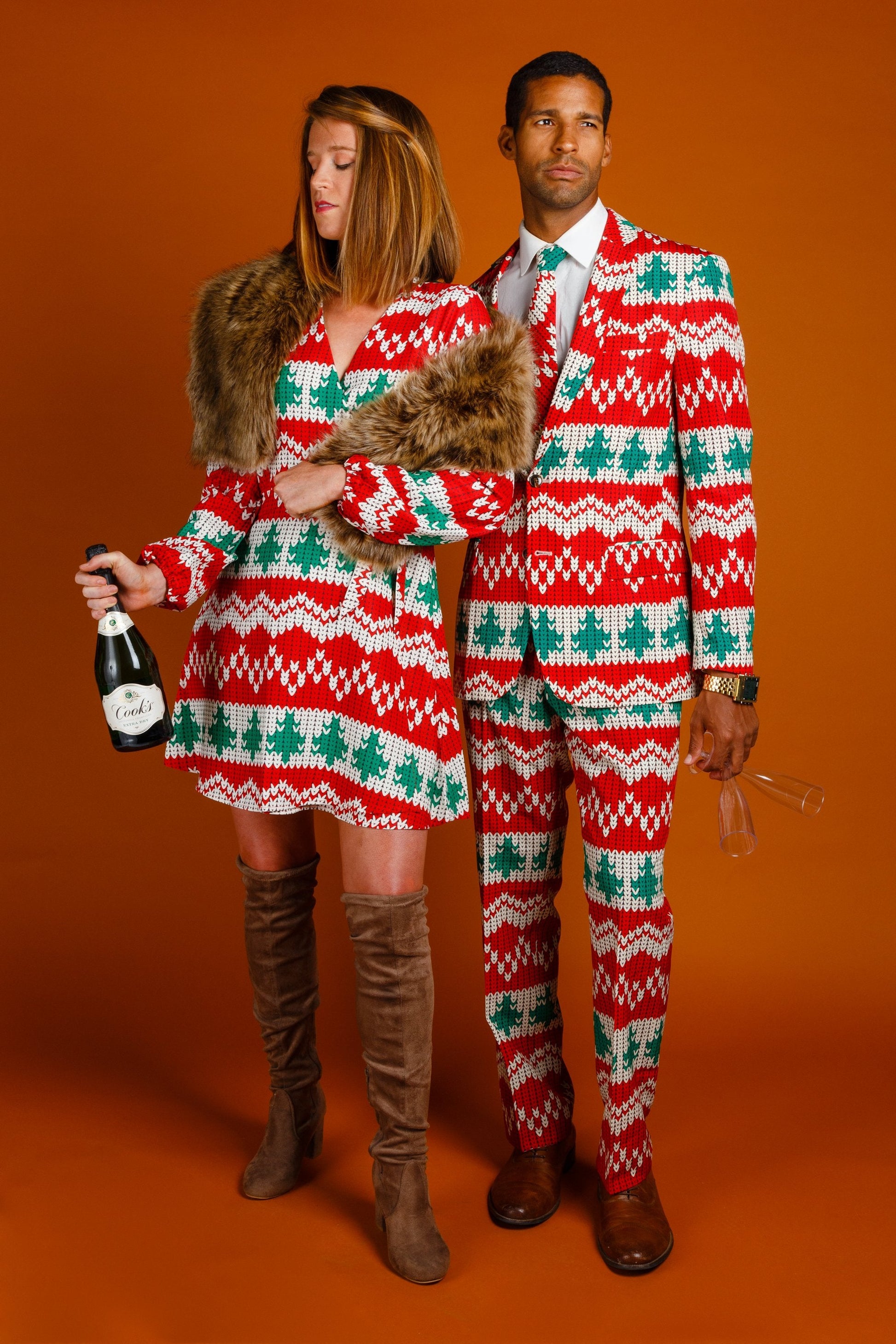  The Red Ryder | Knit Print Christmas Wrap Dress