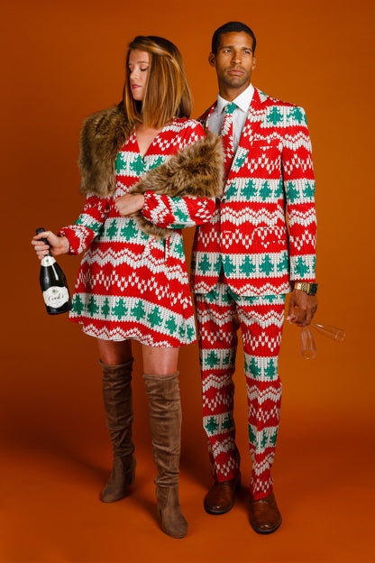  The Red Ryder | Knit Print Christmas Wrap Dress
