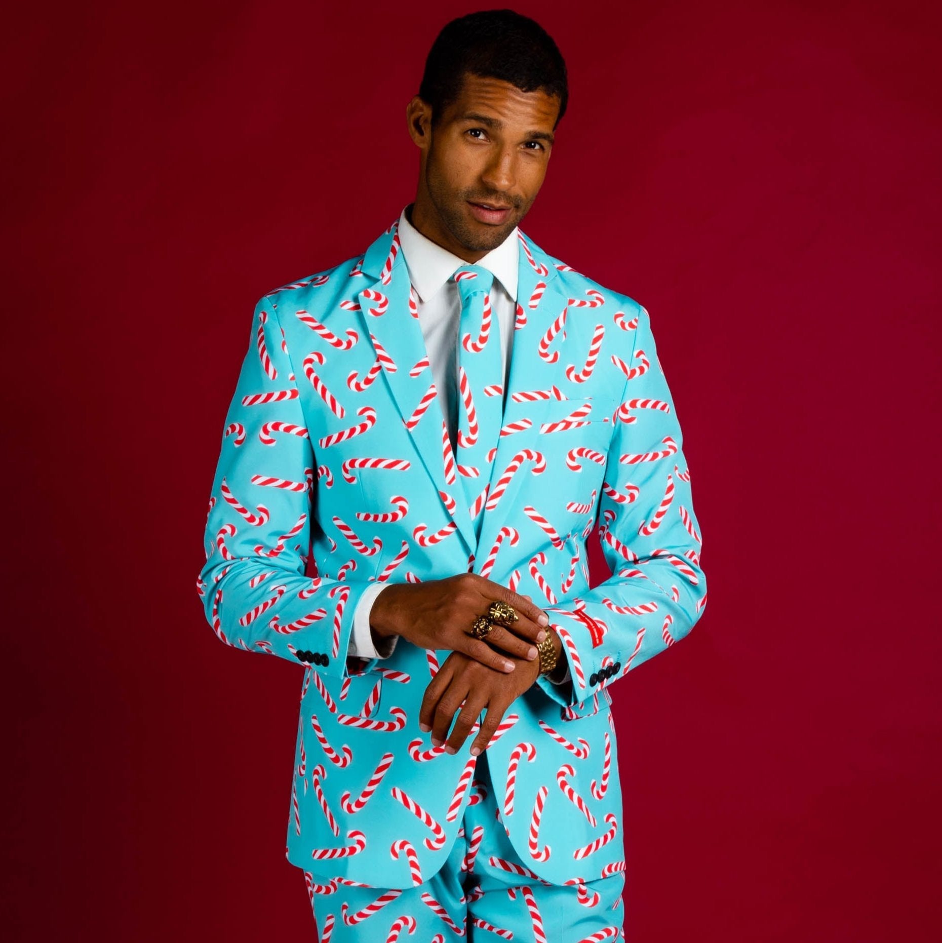  The Peppermint Pimp Canes | Candy Cane Print Christmas Suit