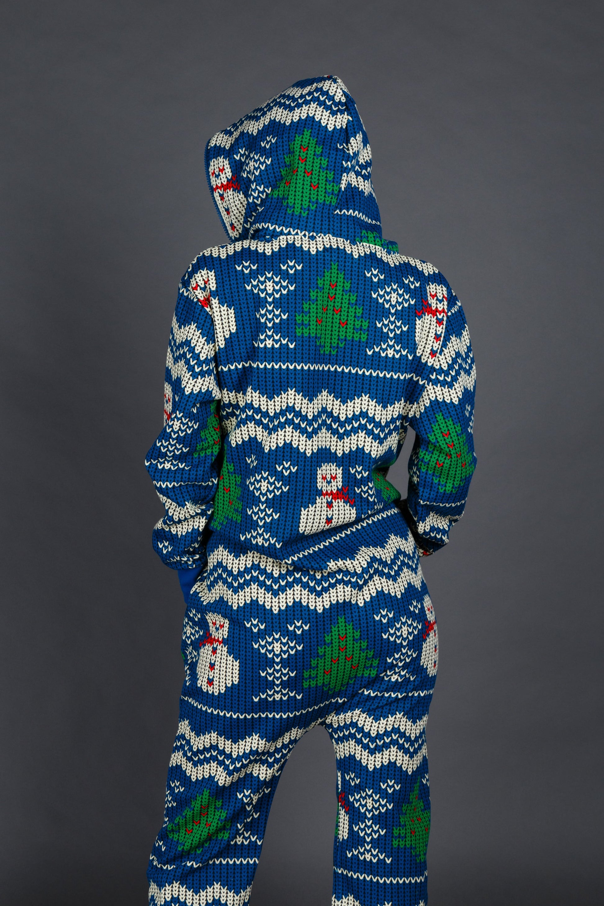  The Eggnog Aficionado | Ladies Unisex Snowman Print Blue Christmas Onesie