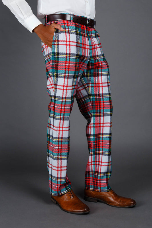  The Scotch On The Rocks | White Plaid Holiday Dress Pants