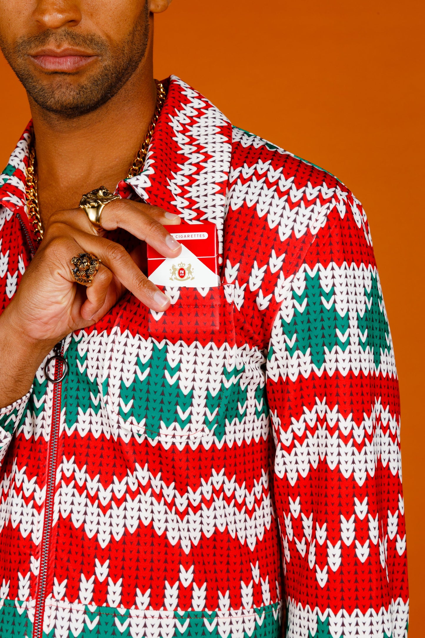  The Red Ryder | Men's Knit Print Christmas Flight Suit