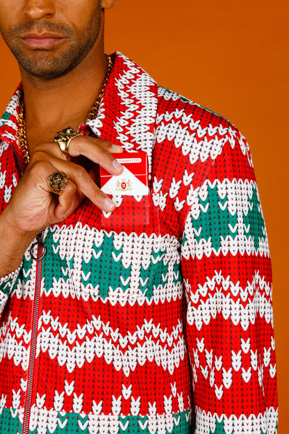  The Red Ryder | Men's Knit Print Christmas Flight Suit