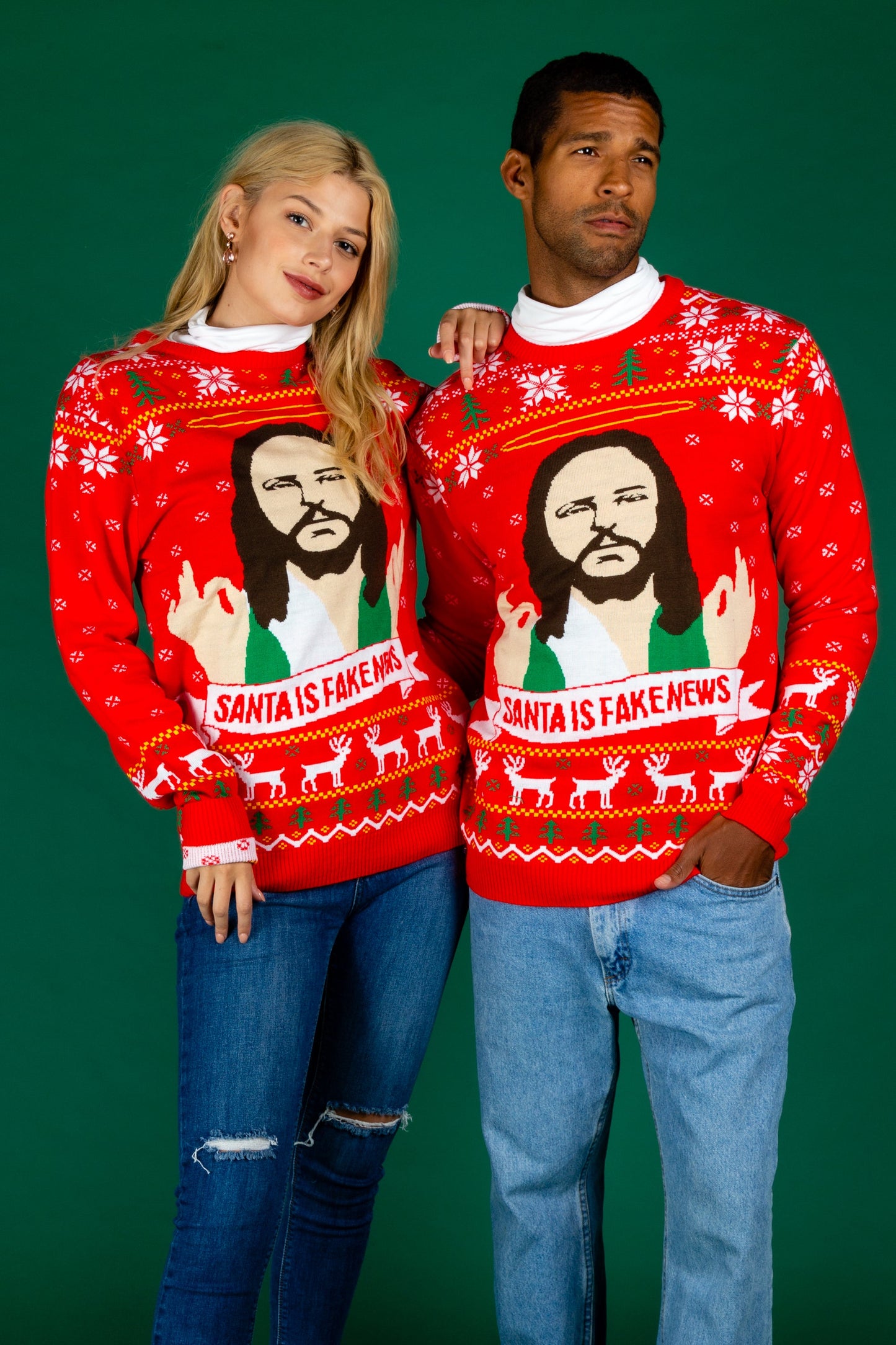  Santa Is Fake News | Men's Jesus Christ Xmas Sweater