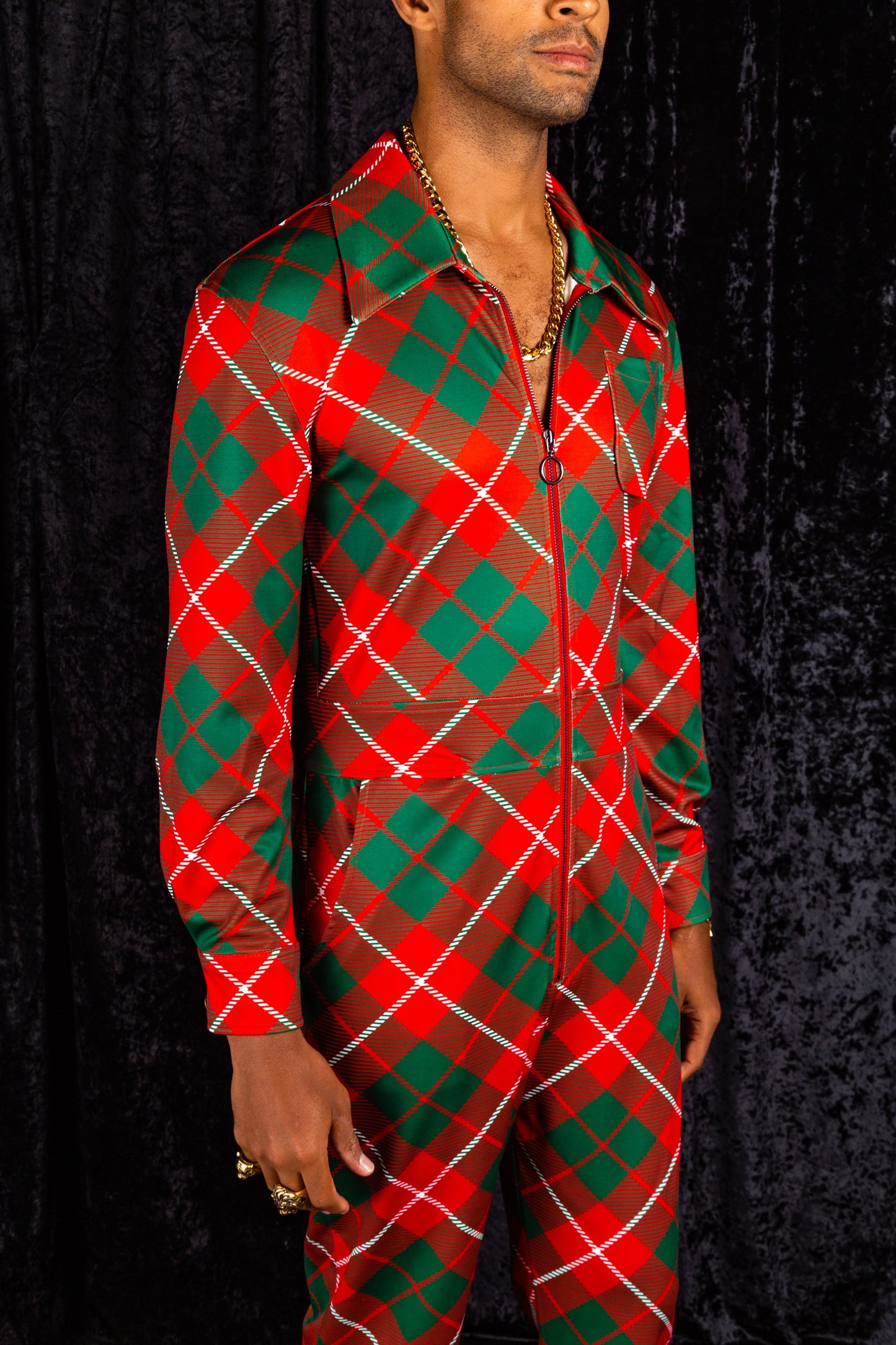  The Poinsettia Playboy | Red Plaid Christmas Flight Suit