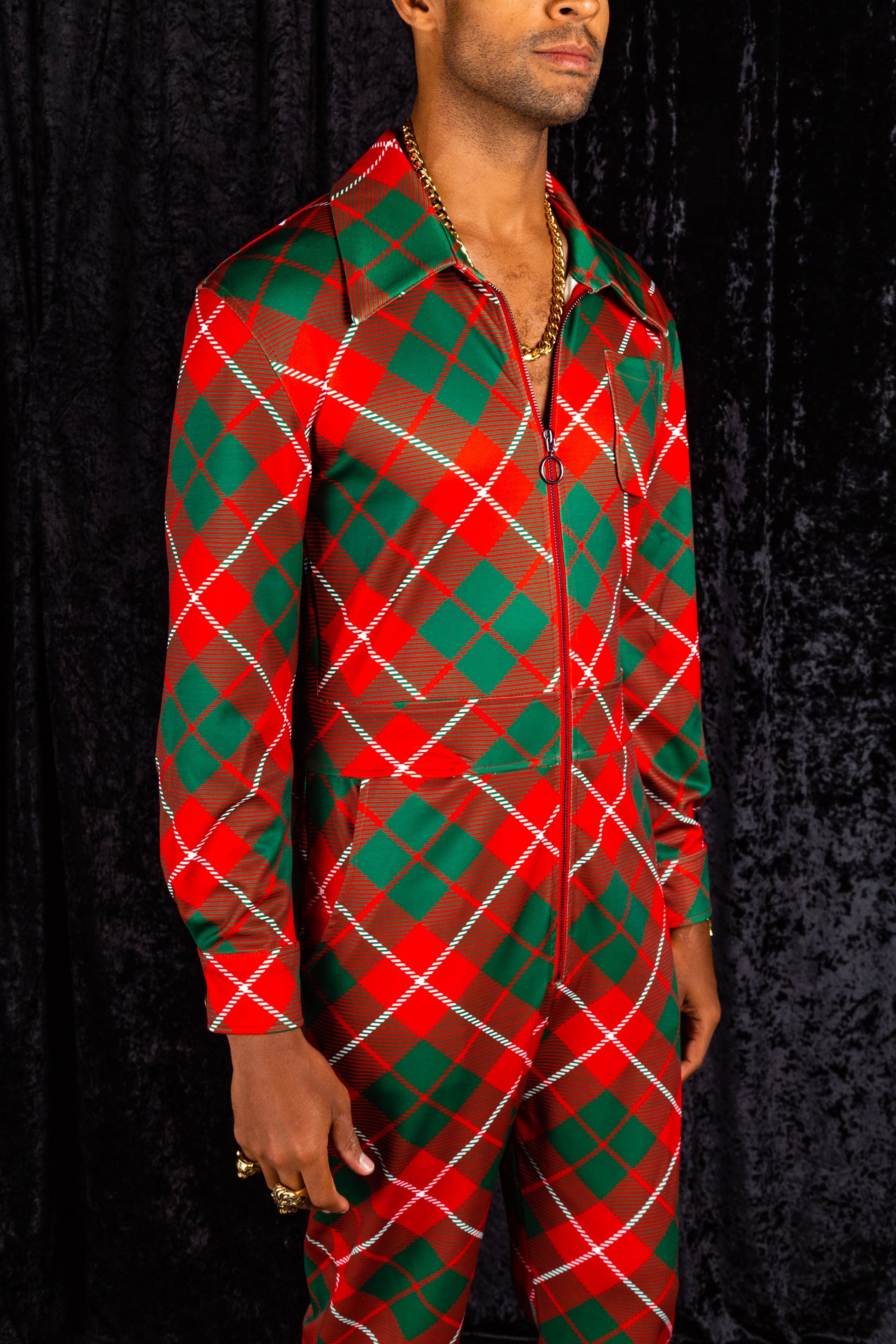  The Poinsettia Playboy | Red Plaid Christmas Flight Suit
