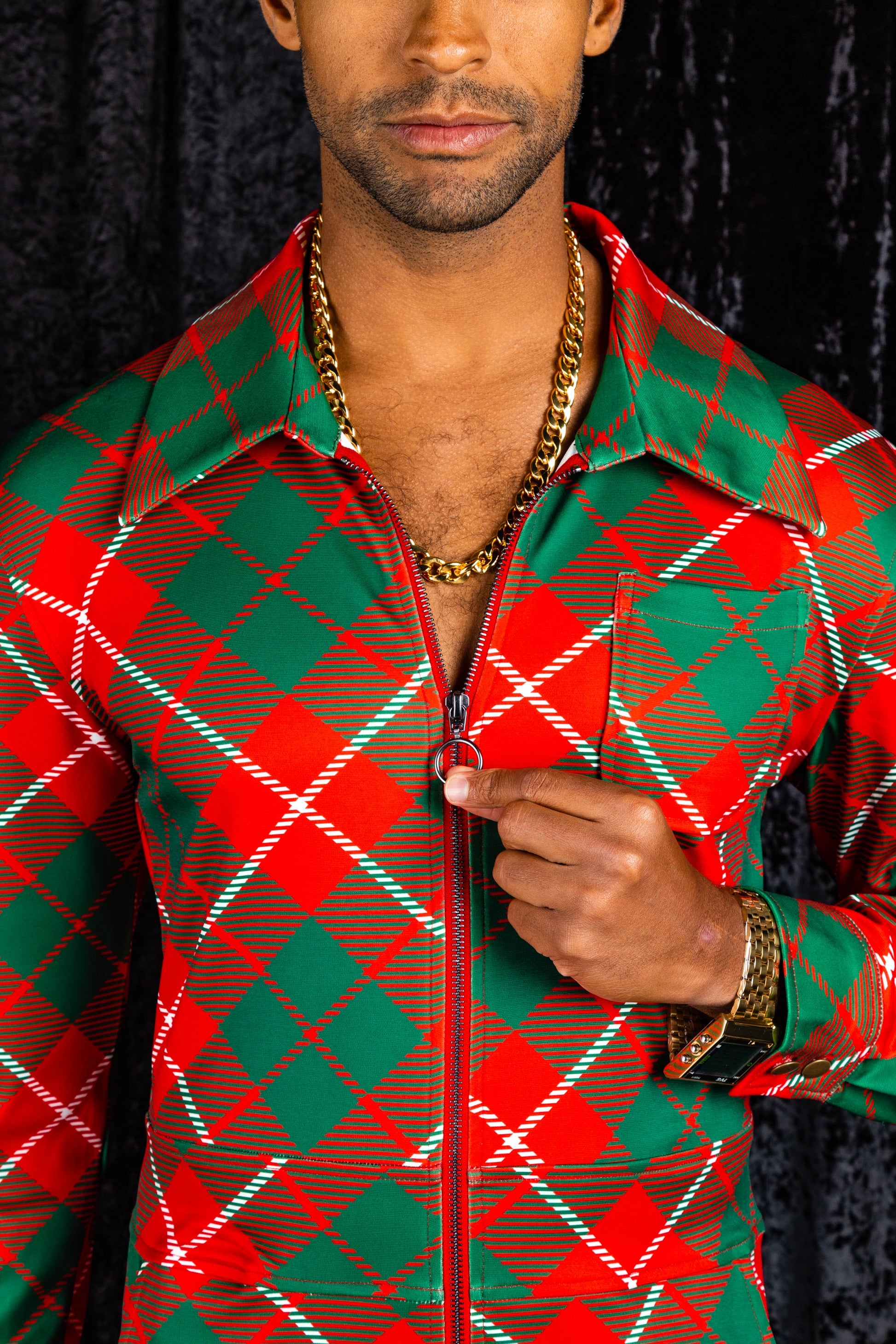  The Poinsettia Playboy | Red Plaid Christmas Flight Suit