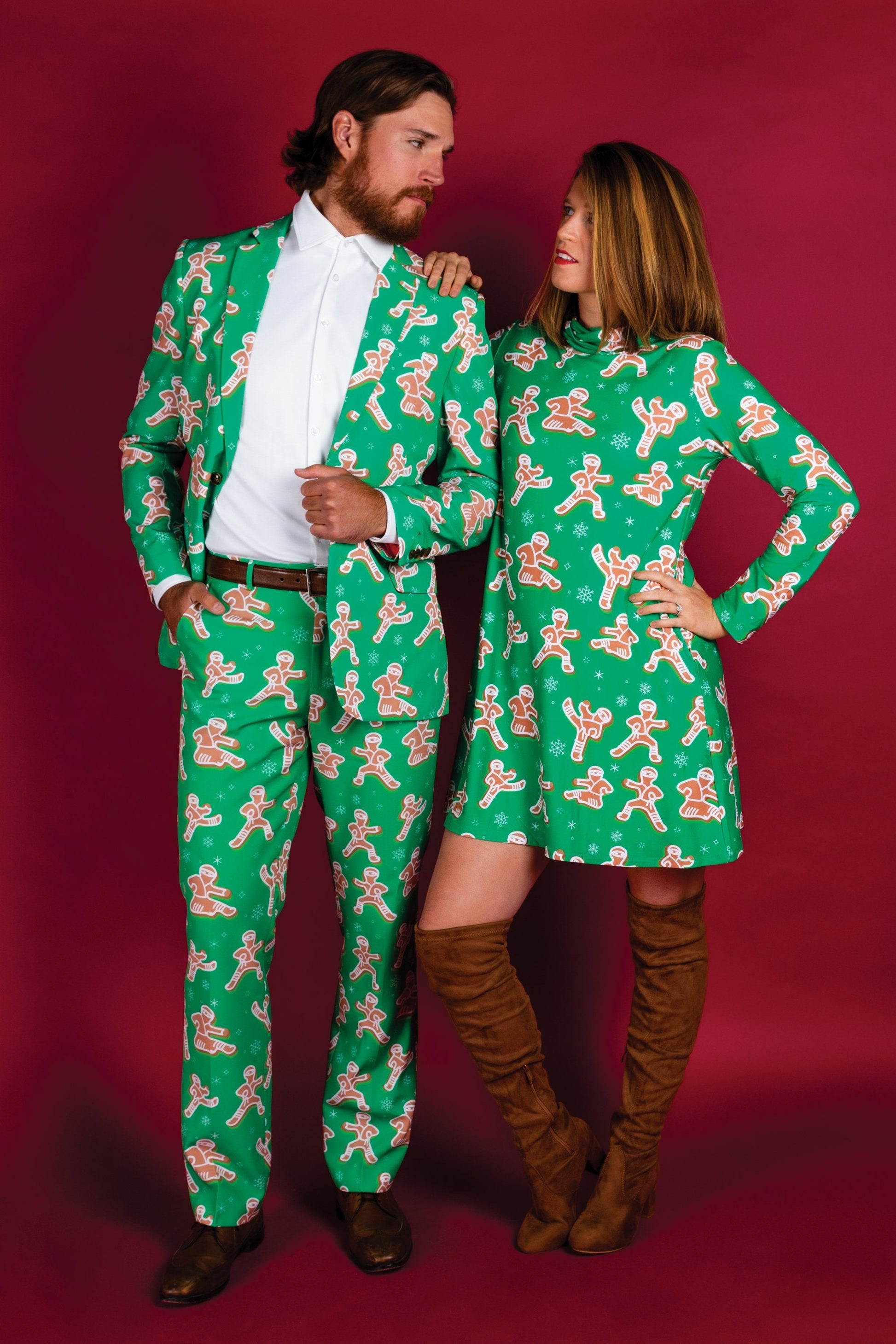  The Ninja Bread | Green Gingerbread Man Turtleneck Dress