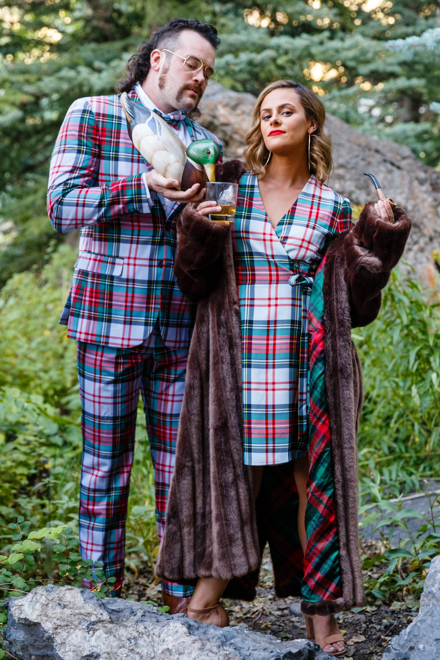  The Scotch On The Rocks | White & Red Plaid Christmas Wrap Dress