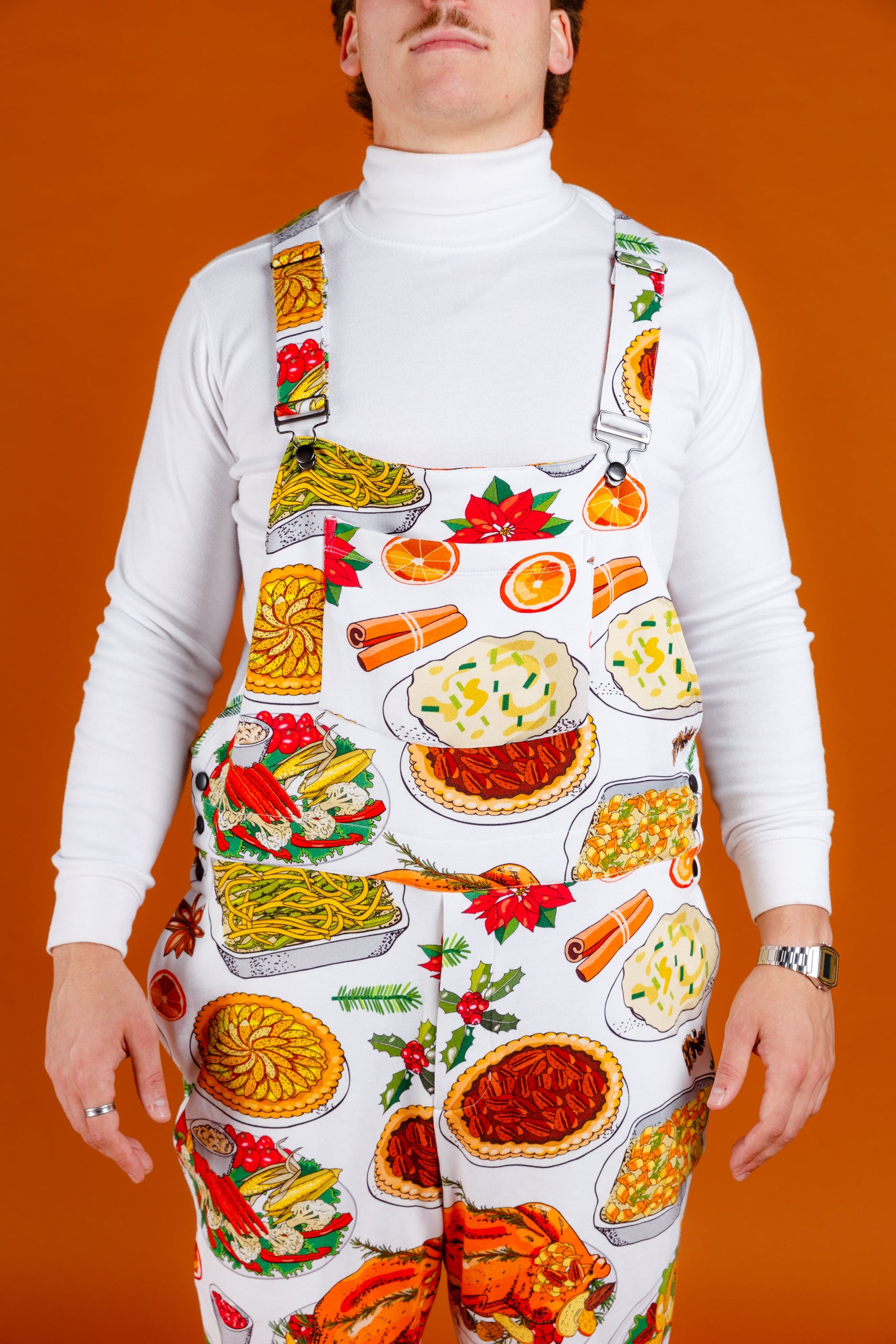  The Spread | Mens White Thanksgiving Pajamaralls®