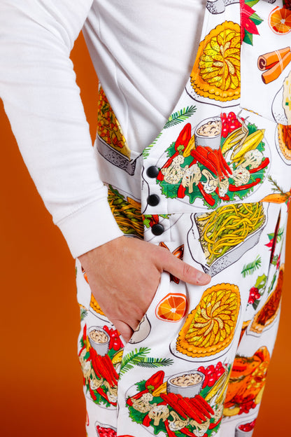  The Spread | Mens White Thanksgiving Pajamaralls®