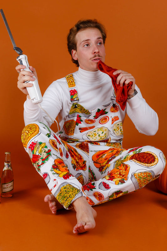  The Spread | Mens White Thanksgiving Pajamaralls®