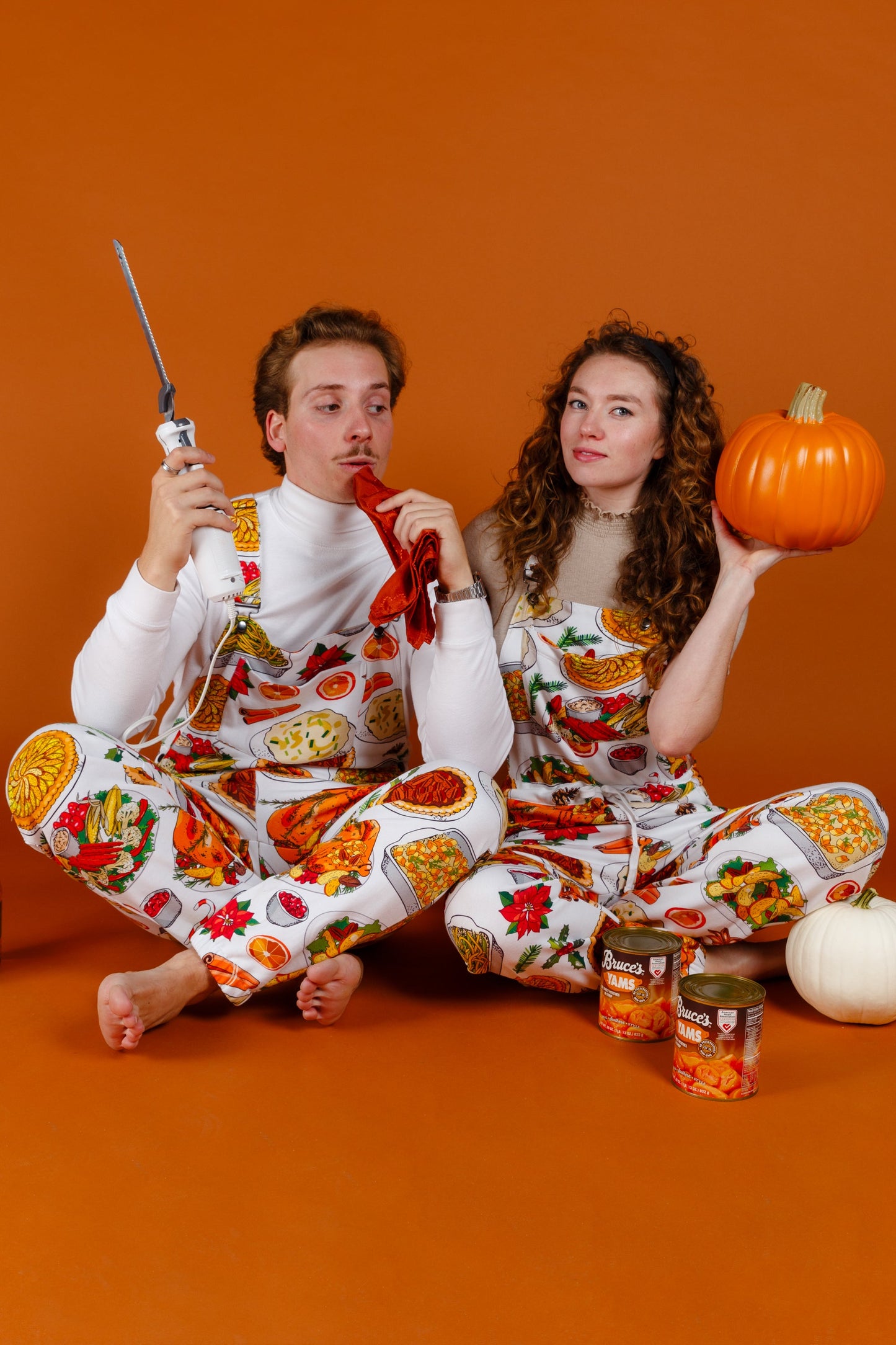  The Spread | Mens White Thanksgiving Pajamaralls®