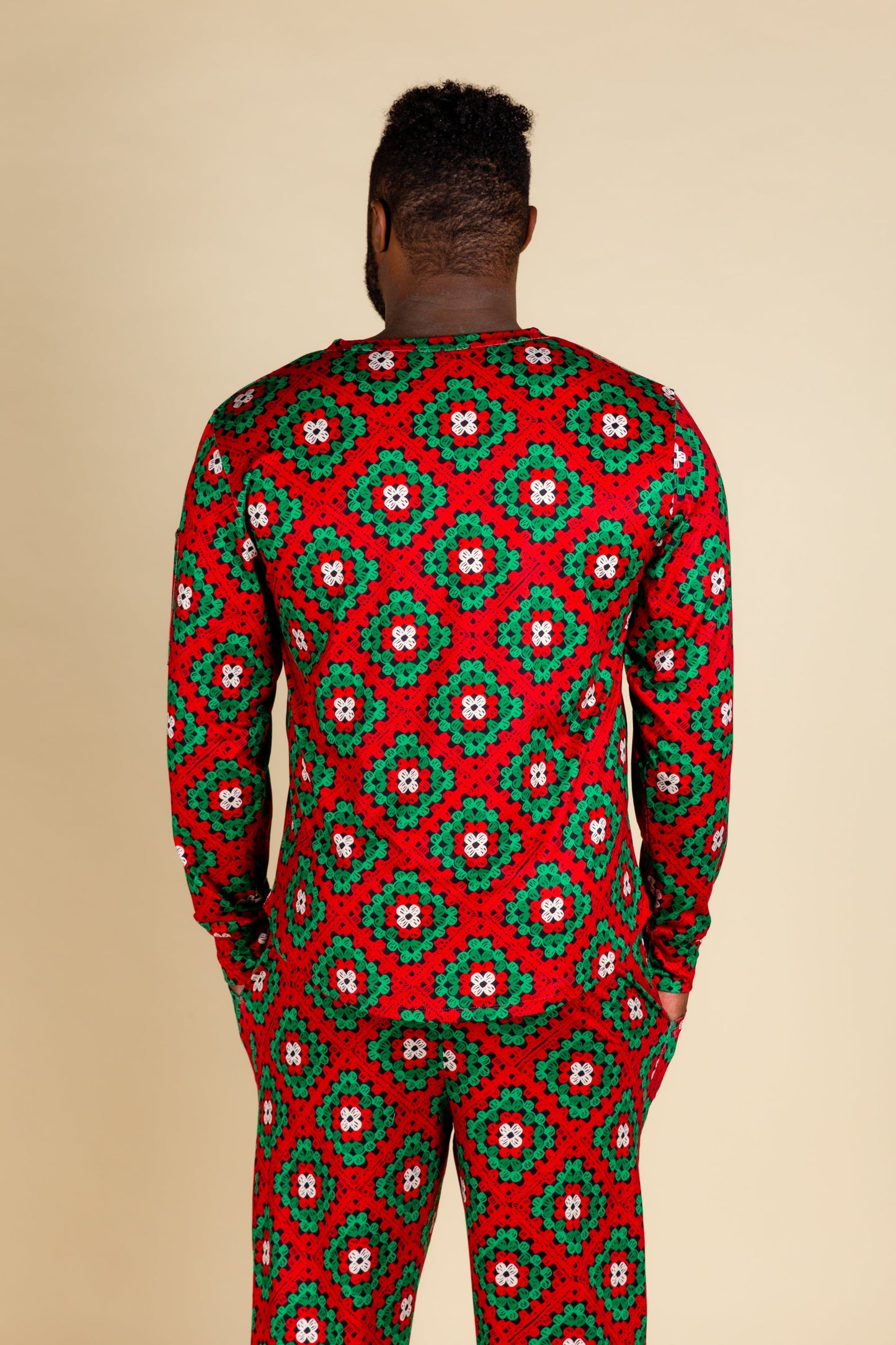  The Quilty Pleasure | Mens Red And Green Quilted Christmas Pajama Top