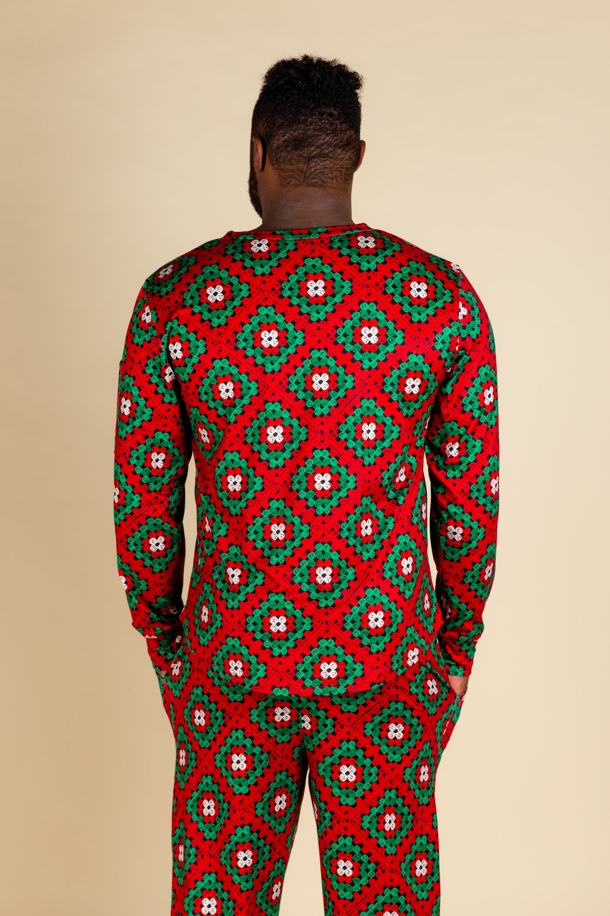  The Quilty Pleasure | Mens Red And Green Quilted Christmas Pajama Top