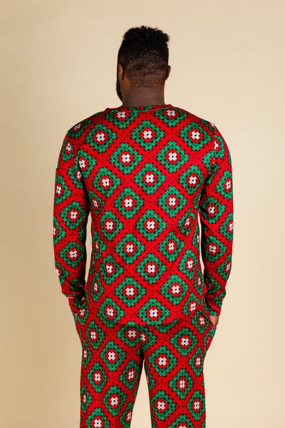  The Quilty Pleasure | Mens Red And Green Quilted Christmas Pajama Top
