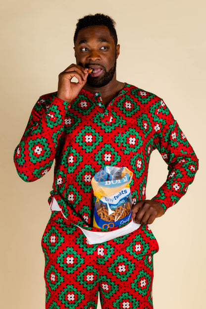  The Quilty Pleasure | Mens Red And Green Quilted Christmas Pajama Top