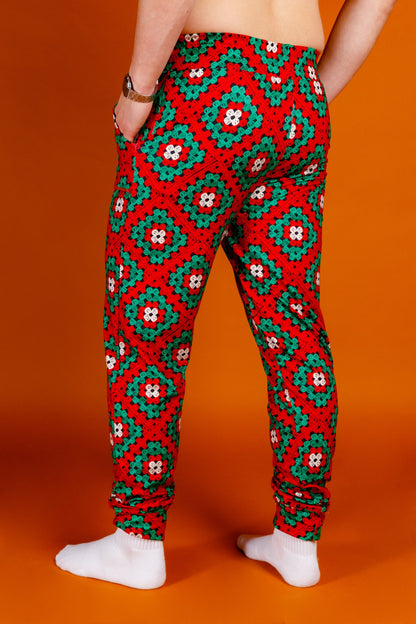  The Quilty Pleasure | Mens Red And Green Afghan Christmas Pajama Bottom