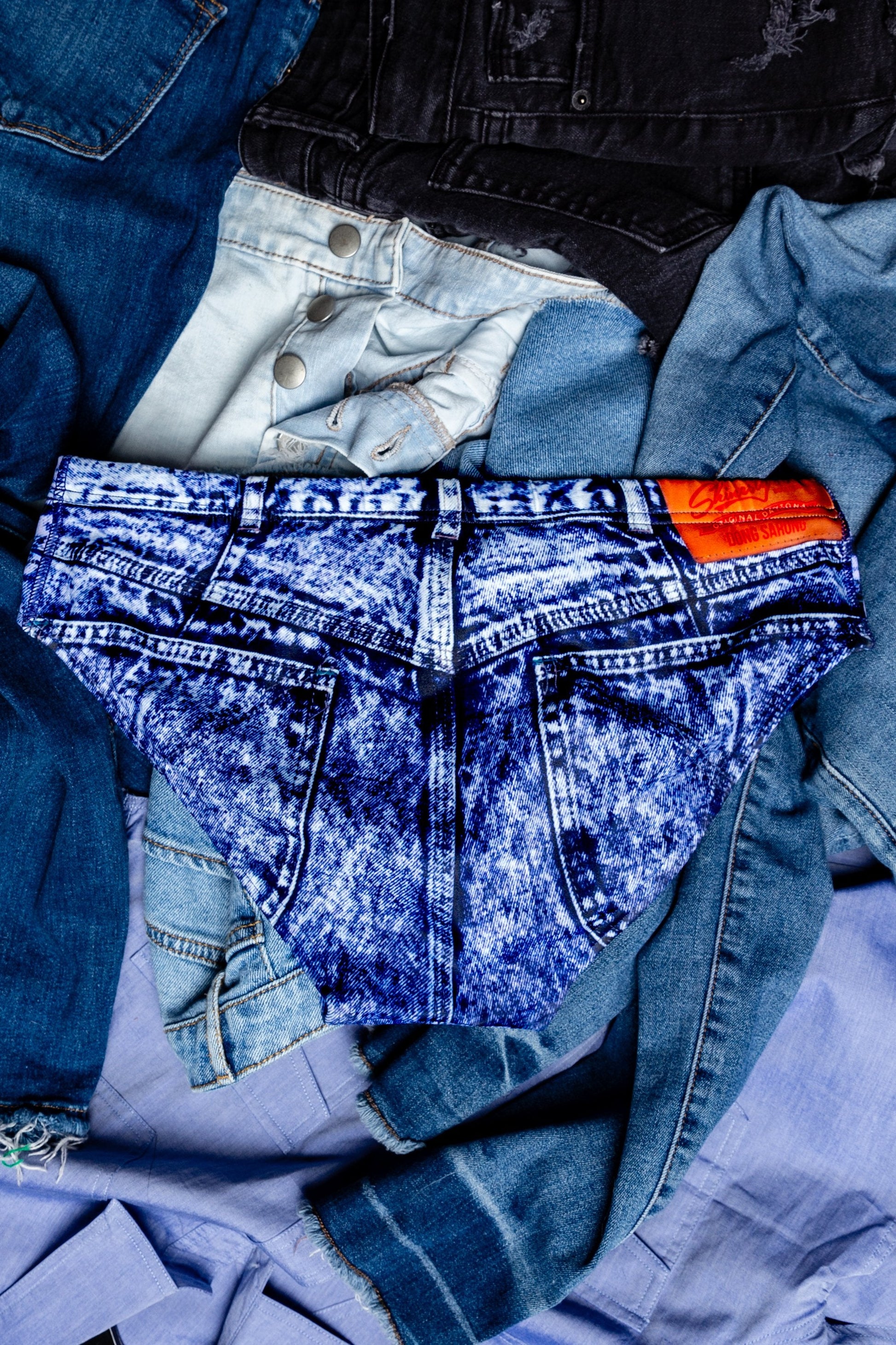  The Daytona Dong Sarong | Denim Print Swim Brief