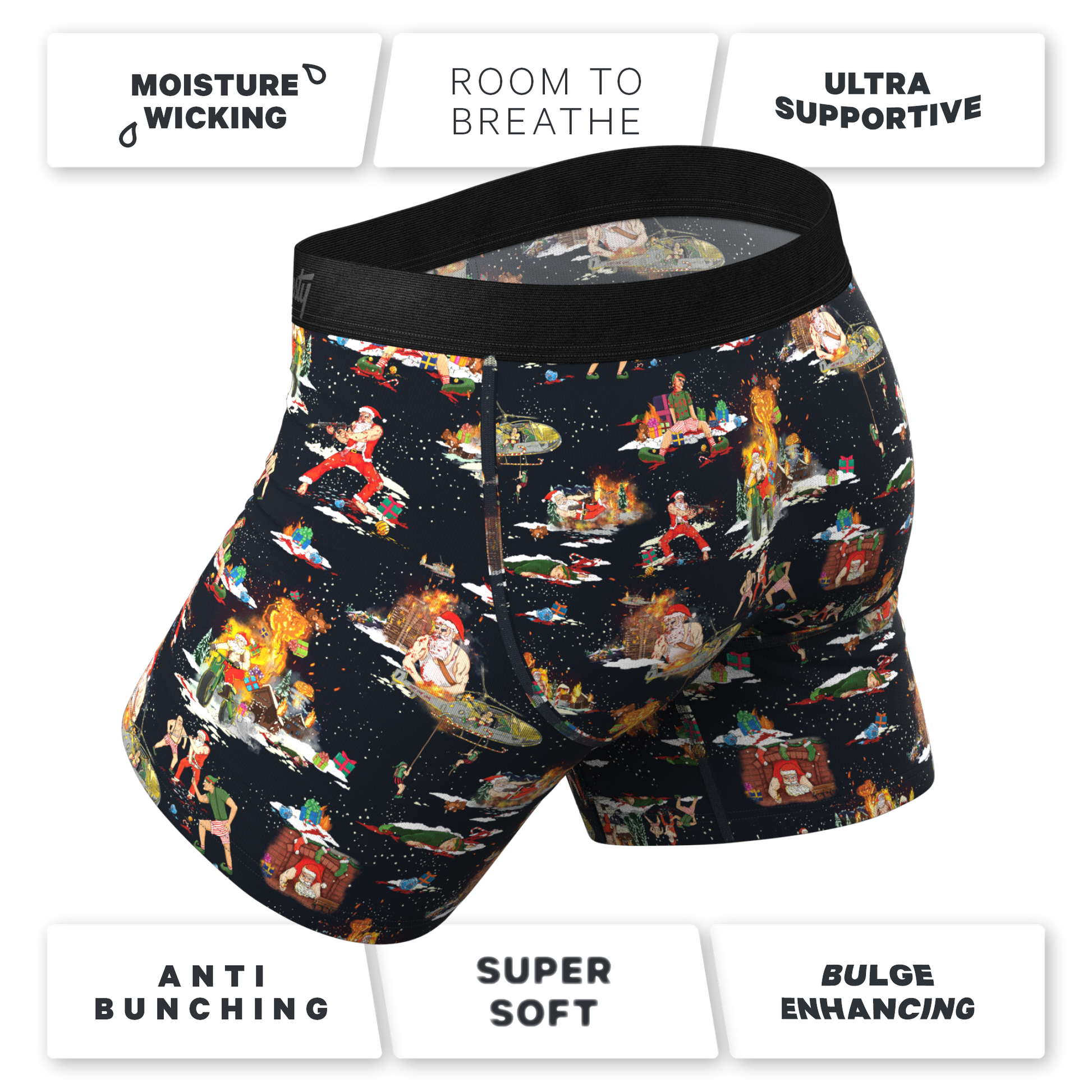  The 12 Slays Of Christmas | Christmas Scene Ball Hammock® Pouch Underwear With Fly