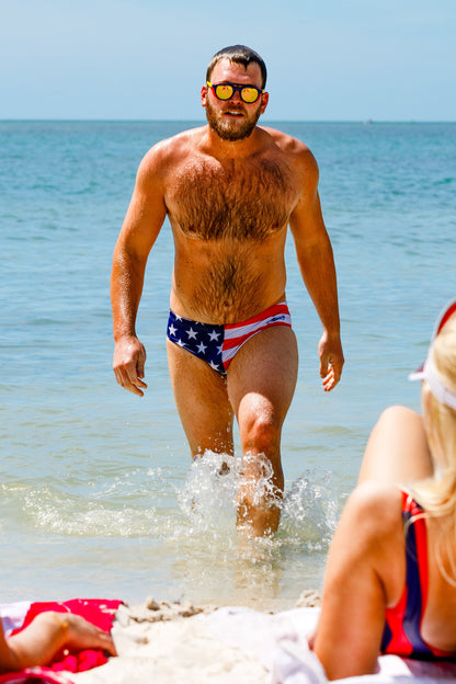  Unsurpassed Summer Ass | American Flag Swim Brief