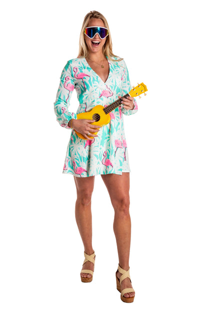  La Flamenca | Flamingos Wrap Dress