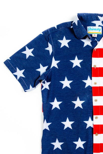  The Johnny Adams | Men's American Flag Stretch Hawaiian Shirt