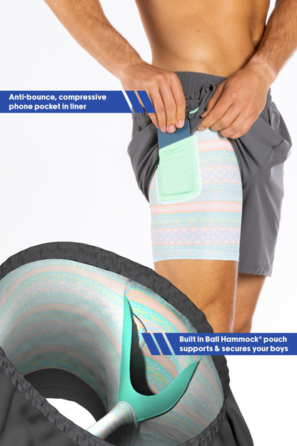  The Canyon Sunrise | Charcoal Aztec Ball Hammock® 7 Inch Athletic Shorts