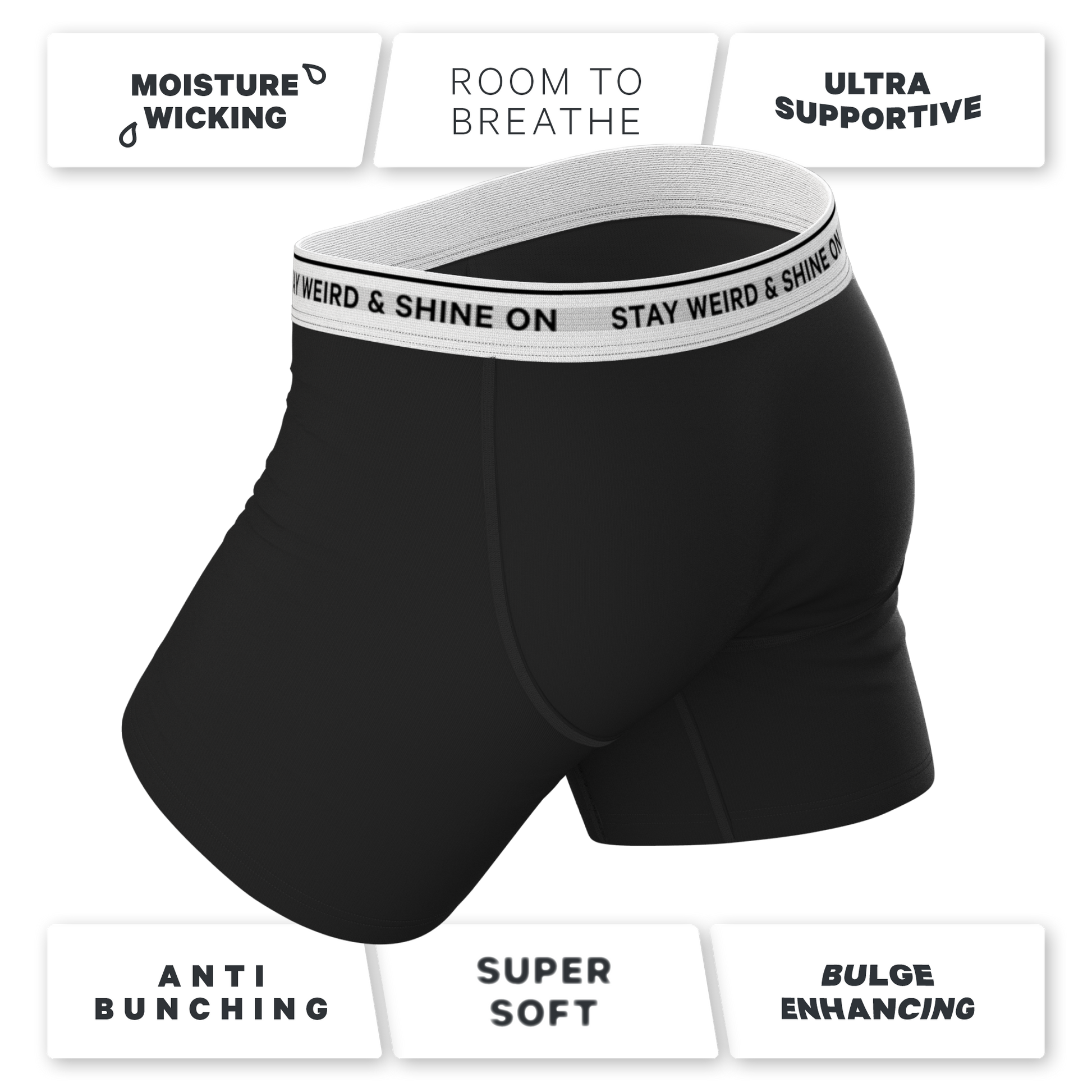  The Anthem | Black Shinesty Ball Hammock® Pouch Underwear With Fly