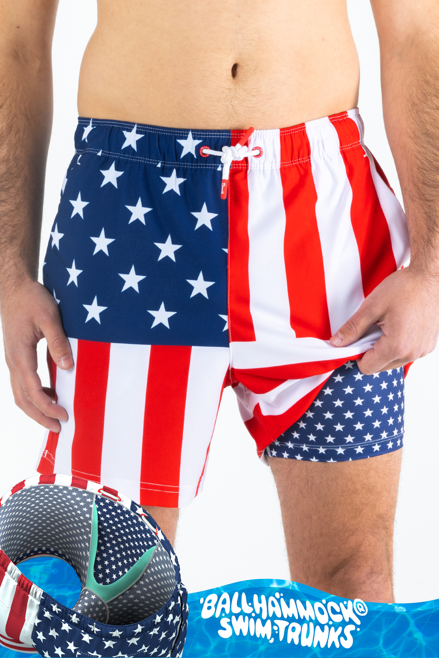  The Reagans | American Flag Patch Ball Hammock® Pouch 5" Swim Trunks