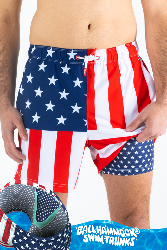  The Reagans | American Flag Patch Ball Hammock® Pouch 5" Swim Trunks
